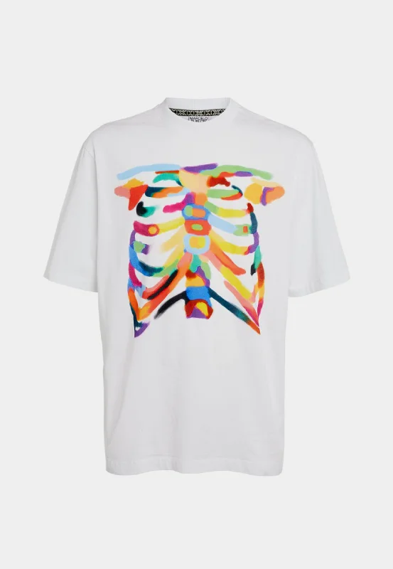 Men's T-shirts casual white-Marcelo Burlon Rib Cage Over T-Shirt - White/Multicolor