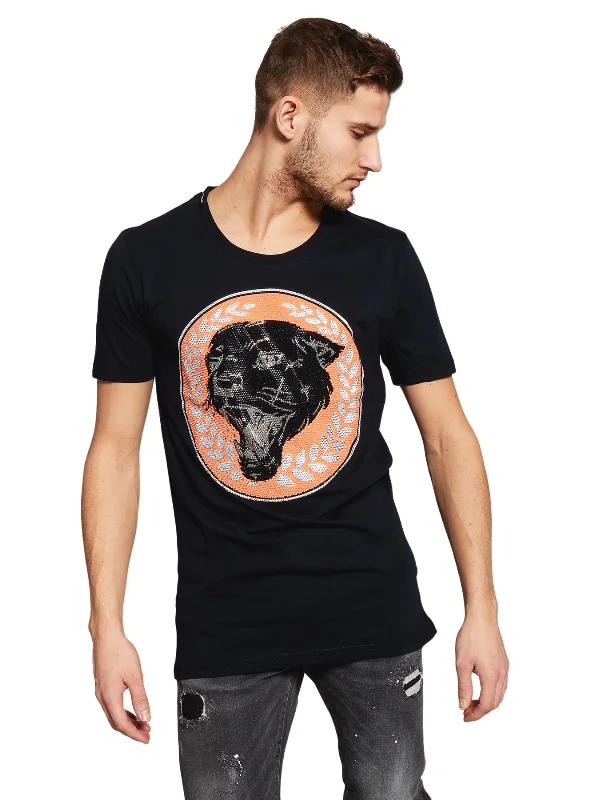 Men's T-shirts comfy gray-NEON CIRCLE PANTHER T-SHIRT | NAVY