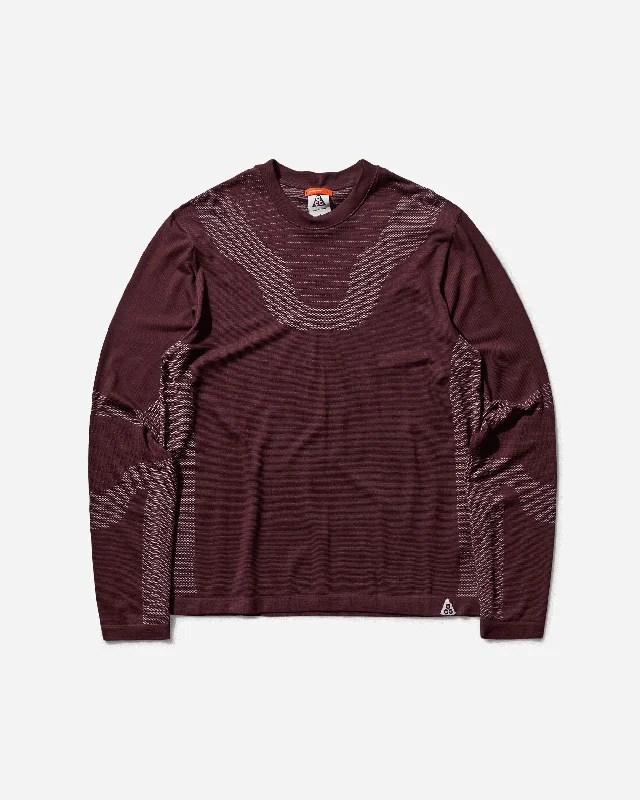 Men's T-shirts stylish tan-Men's ACG "Delta River" Dri-FIT ADV Longsleeve Base Layer Burgundy Crush