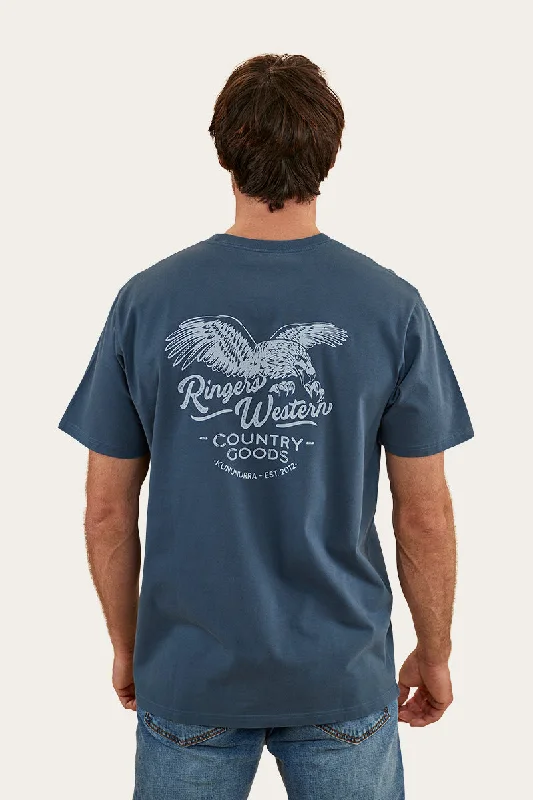 Men's T-shirts everyday tan-Ringers Eagle Mens Loose Fit T-Shirt - Washed Navy