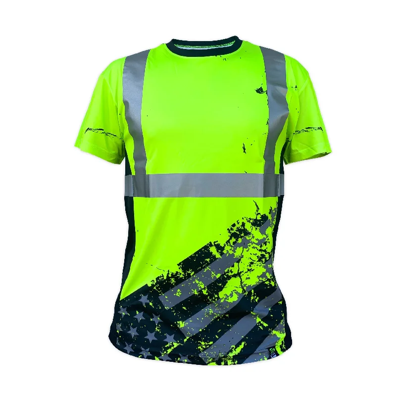 Men's T-shirts durable green-SafetyShirtz SS360º American Grit Class 2 Type-R Reflective Safety T-Shirt