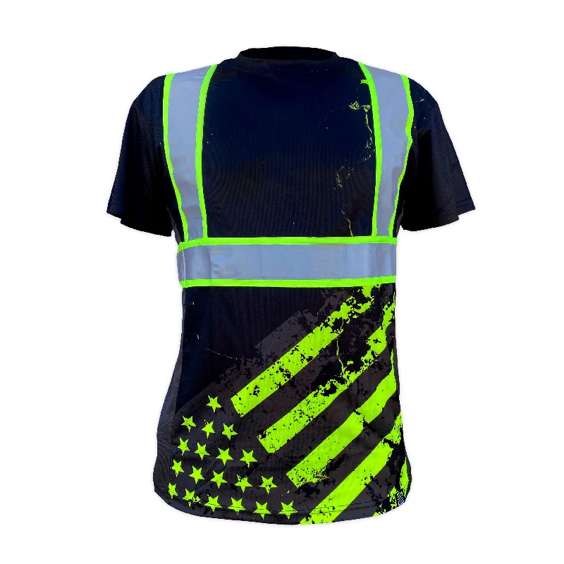 Men's T-shirts everyday navy-SafetyShirtz SS360º Stealth American Grit Type-O Reflective Safety T-Shirt