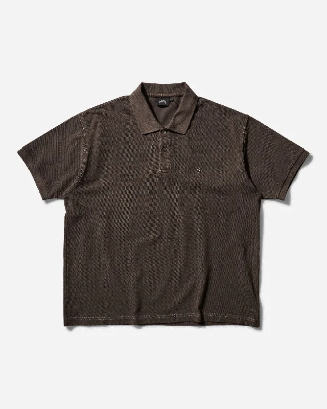 Men's T-shirts everyday tan-Pique Polo Pigment Dyed Brown