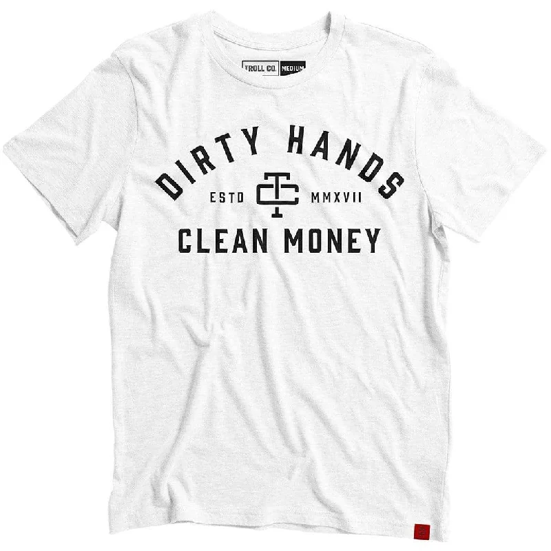 Men's T-shirts casual brown-Troll Co. Men's 'Dirty Hands Clean Money' Classic Short Sleeve Crewneck T-Shirt