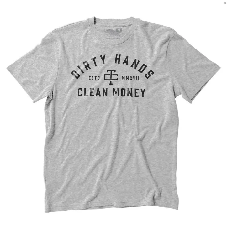 Men's T-shirts breathable white-Troll Co. Men's "Dirty Hands Clean Money" Classic Short Sleeve Crewneck T-Shirt_Nickel