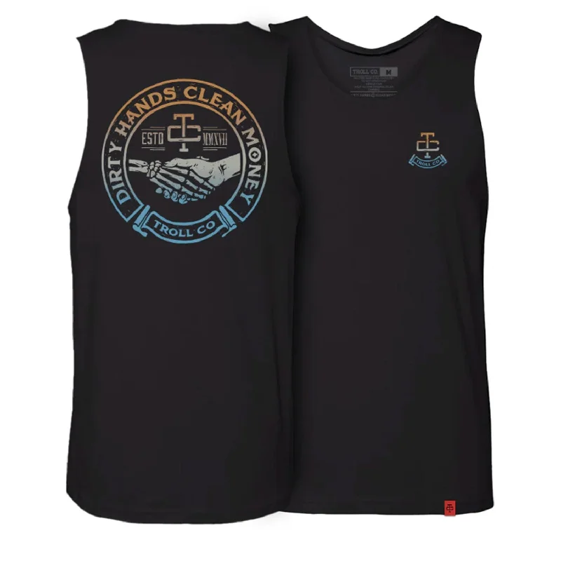 Men's T-shirts everyday navy-Troll Co. Men's Haggler "Dirty Hands Clean Money" Muscle Tank