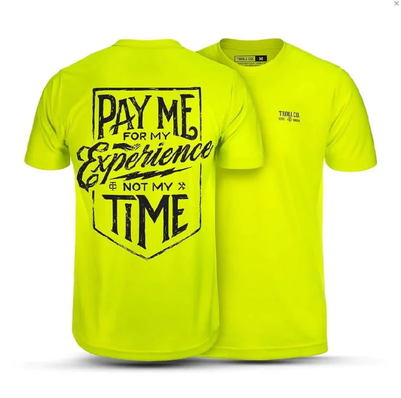 Men's T-shirts comfy white-Troll Co. Men's Pay Me Short Sleeve Crewneck T-Shirt_Bright Lime