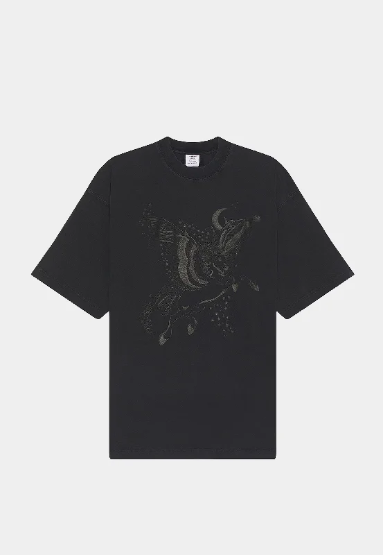 Men's T-shirts casual navy-Vetements Flying Unicorn T-Shirt Blackout