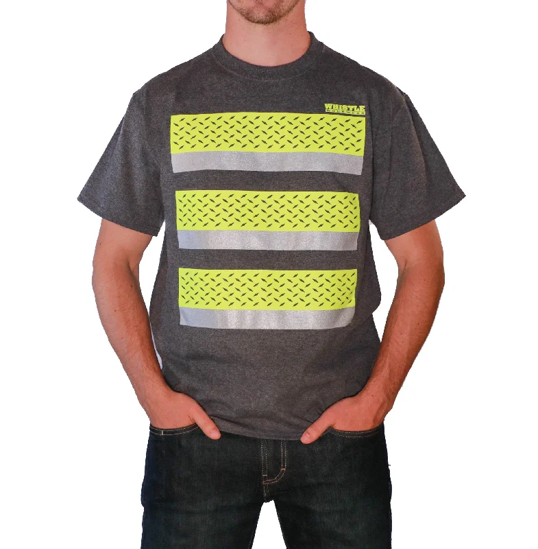 Men's T-shirts breathable navy-Whistle Workwear Safety Diamond Plate Short Sleeve T-Shirt_Heather Charcoal