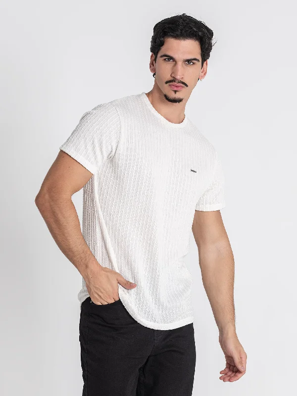 Men's T-shirts casual tan-White Braid Tee