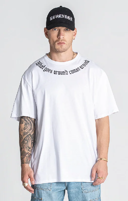 Men's T-shirts durable tan-White Karma Oversized Tee