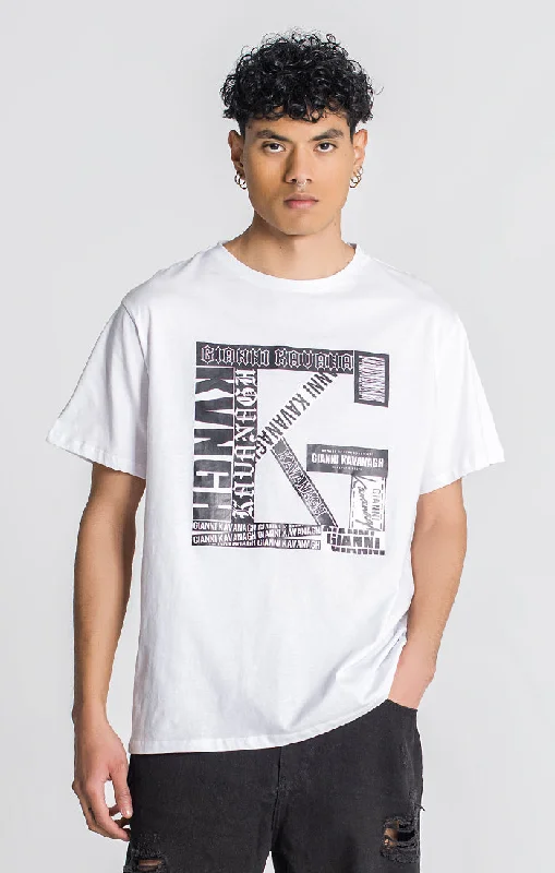 Men's T-shirts everyday gray-White Overlap Oversized Tee