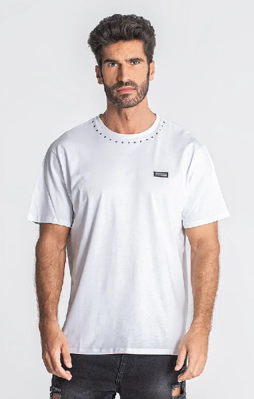 Men's T-shirts slim brown-White Studs Oversized Tee