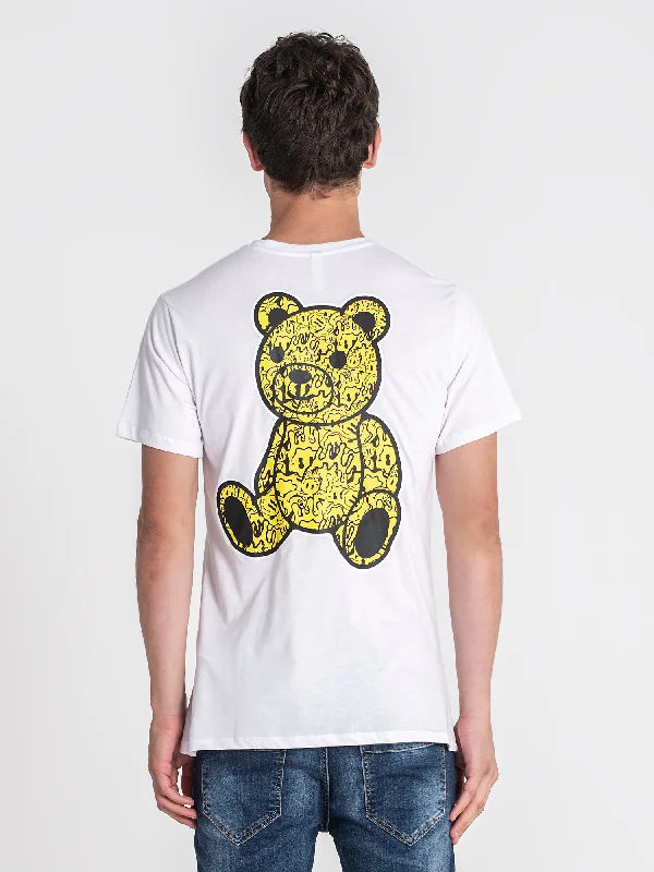 Men's T-shirts graphic tan-White Smiley Bear Tee