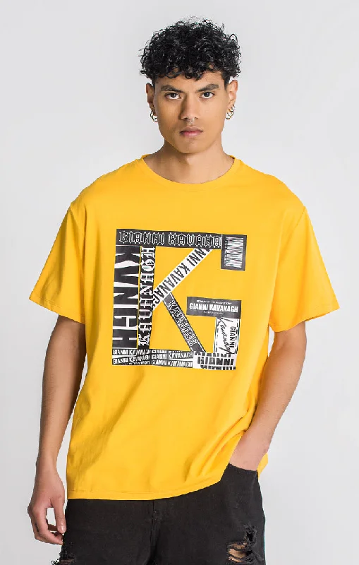 Men's T-shirts slim tan-Yellow Overlap Oversized Tee