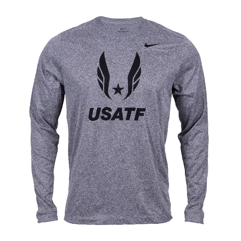 Men's long-sleeve shirts casual white-Nike USATF Men's Federation Legend Long Sleeve Tee