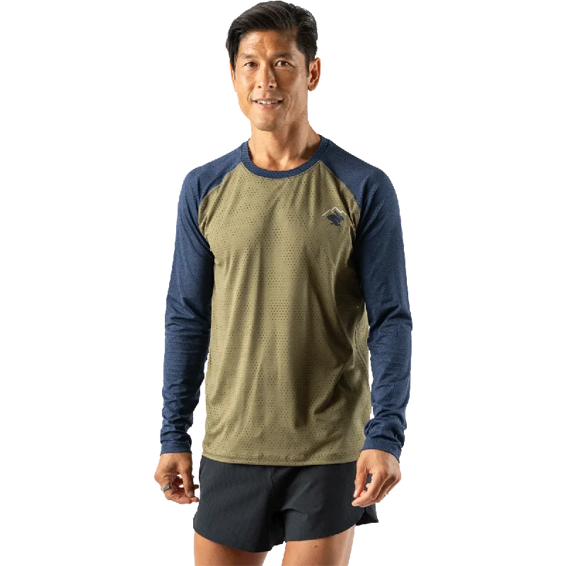 Men's long-sleeve shirts everyday green-Men's EZ Tee Perf Long Sleeve Trail