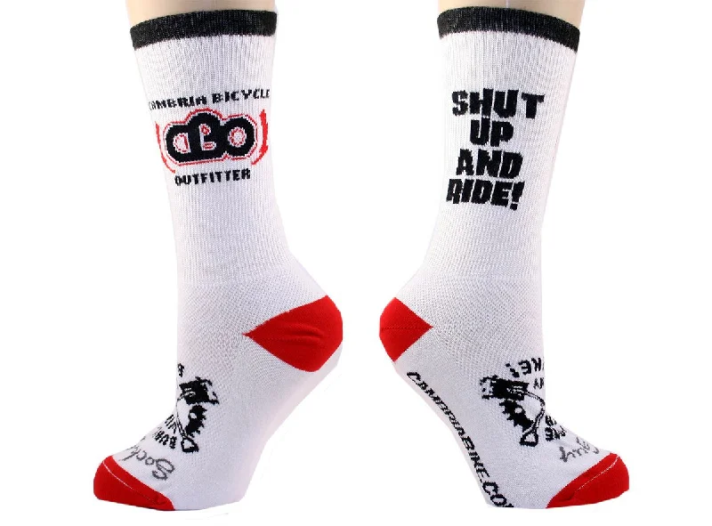 SockGuy Classic 6" Crew Cuff - Shut Up And Ride - White