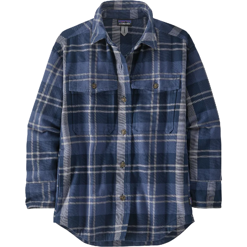 Men's long-sleeve shirts lightweight green-Women's Heavyweight Fjord Flannel Overshirt