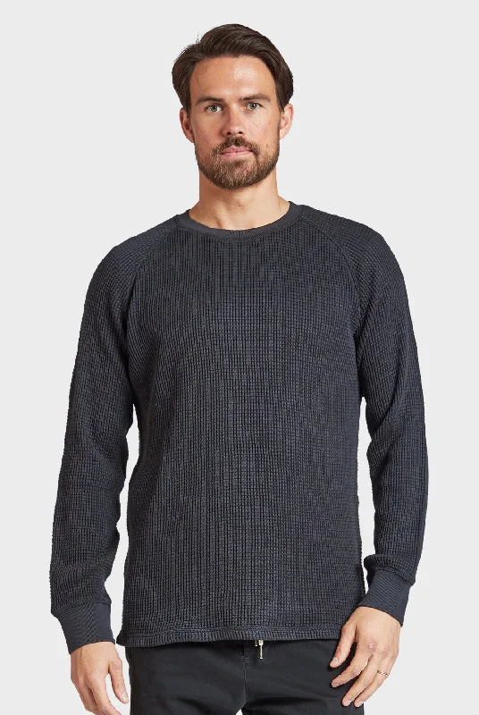 Men's long-sleeve shirts breathable gray-Waffle Crew